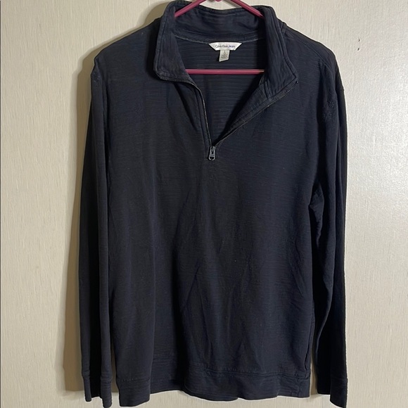 Calvin Klien jeans Black Half-Zip Sweater ribbed large lightweight - Picture 1 of 4